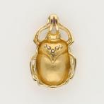 Pendentif - 14 carats Or jaune Rubis - Diamant - Scarabee, Handtassen en Accessoires