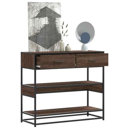 vidaXL Wandtafel 90x35x80 cm bewerkt hout bruin eikenkleur, Huis en Inrichting, Tafels | Bijzettafels, Nieuw, Verzenden