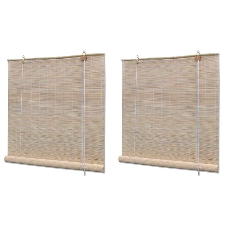 vidaXL Rolgordijnen 2 st 120x160 cm bamboe natuurlijk, Huis en Inrichting, Stoffering | Gordijnen en Lamellen, Nieuw, Verzenden