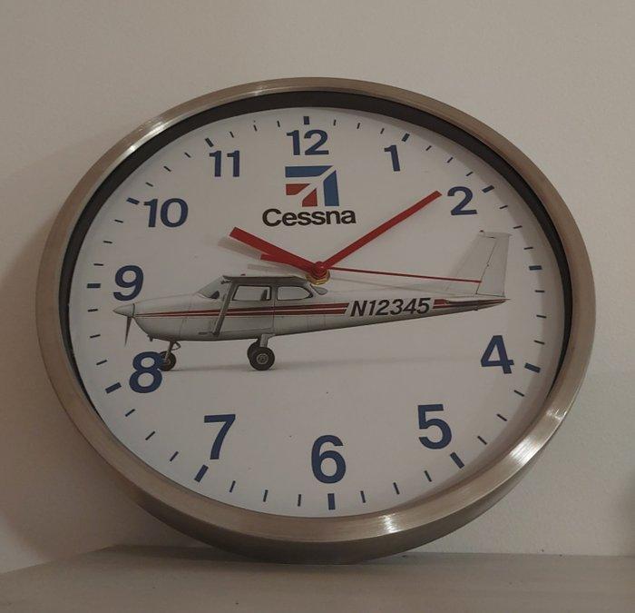 Wandklok - Modern Metaal, Glas - 2020+ - Cessna-vliegtuig, Antiek en Kunst, Antiek | Wandborden en Tegels