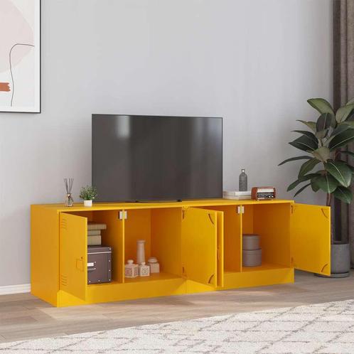 vidaXL Tv-meubelen 2 st 67x39x44 cm staal mosterdgeel, Huis en Inrichting, Kasten |Televisiemeubels, Nieuw, Verzenden
