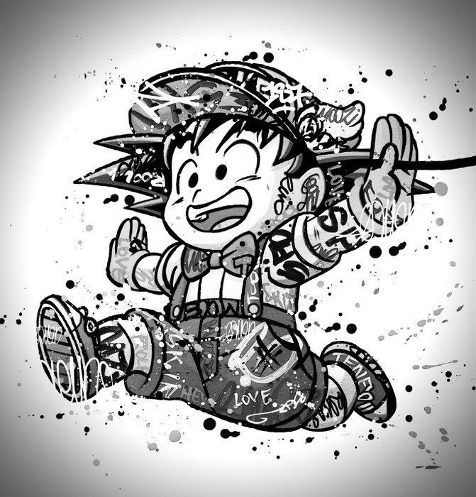 Moabit - Goku VS Charizard X Life in Monochrome /Limited, Antiek en Kunst, Kunst | Schilderijen | Modern