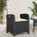 vidaXL Chaise inclinable de jardin avec coussins noir, Verzenden