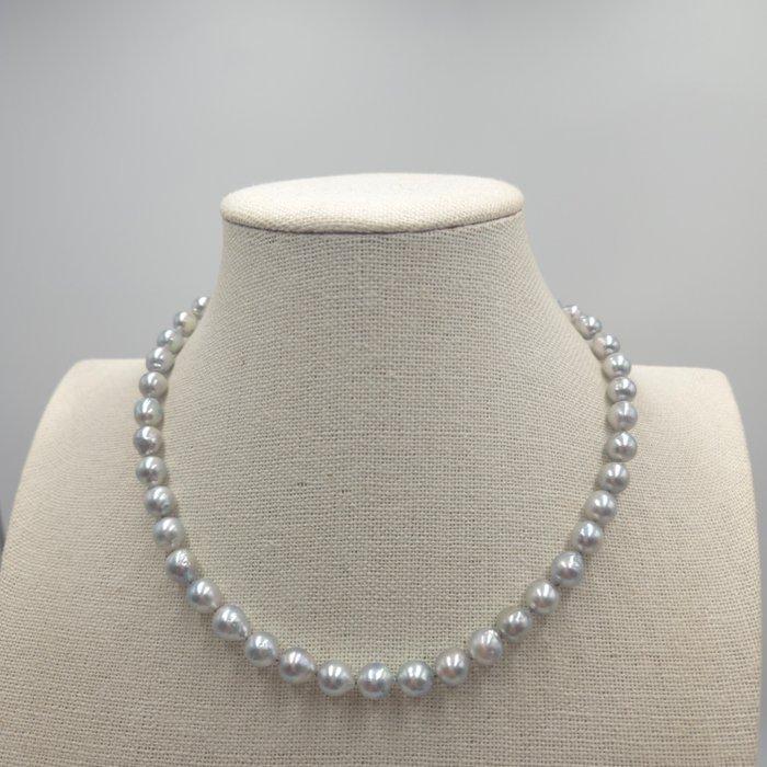 Zonder minimumprijs - Halsketting Zilver Parel - Akoya parel, Handtassen en Accessoires, Kettingen