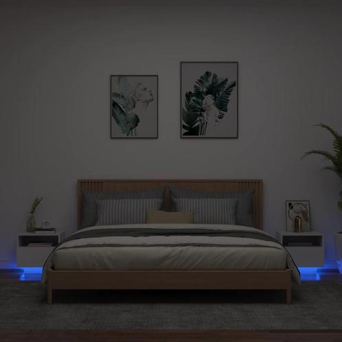 vidaXL Armoires de chevet avec lumières LED 2 pcs blanc, Huis en Inrichting, Slaapkamer | Nachtkastjes, Verzenden