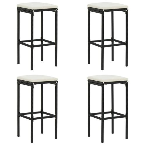 vidaXL Tabourets de bar avec coussins lot de 4 noir, Maison & Meubles, Tabourets de bar, Neuf, Envoi