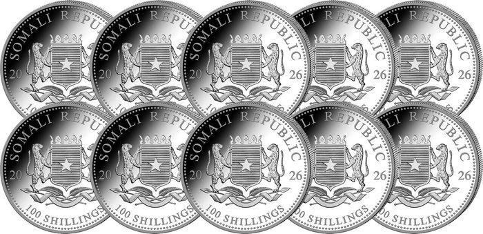 10 troy ounce - Zilver .999 - Elephant 2026 - 311 gram -, Postzegels en Munten, Edelmetalen en Baren