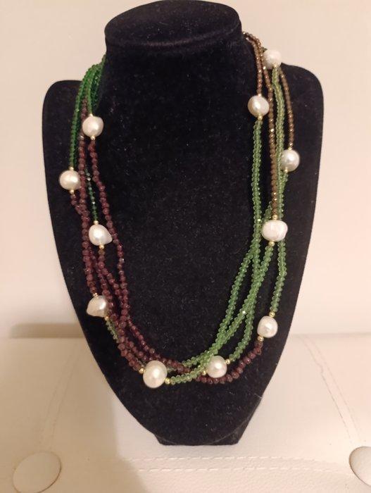 Zilver, Multicolore bergkristal en natuurlijke parels -, Verzamelen, Mineralen en Fossielen