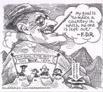 Pentekening Amerika - F.D.R. en Bush (lijst optie), Antiek en Kunst, Verzenden