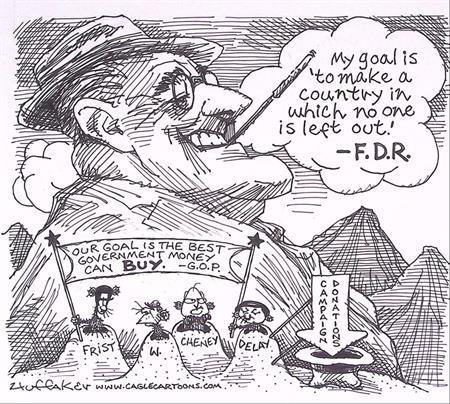 Pentekening Amerika - F.D.R. en Bush (lijst optie), Antiek en Kunst, Kunst | Tekeningen en Fotografie, Verzenden