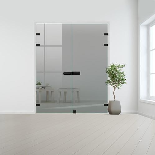 Glazen dubbele binnendeur XL voor stomp kozijn zwart beslag-, Bricolage & Construction, Fenêtres & Moustiquaires, Envoi