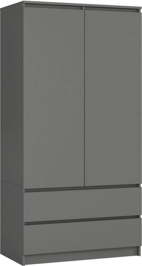kledingkast Antraciet 90 cm 2 lades (Kledingkasten), Huis en Inrichting, Kasten | Kleerkasten, 50 tot 75 cm, Met lade(s), Met deur(en)