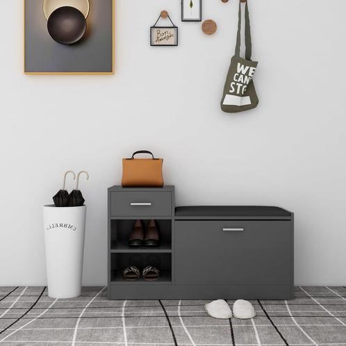 vidaXL Schoenenbank 94,5x31x57 cm bewerkt hout grijs, Huis en Inrichting, Kasten | Schoenenkasten, Nieuw, Verzenden