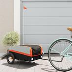 vidaXL Fietstrailer 30 kg ijzer zwart en oranje, Vélos & Vélomoteurs, Accessoires vélo | Remorques, Verzenden