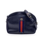 Gucci - Vintage Blue Leather Messenger Crossbody Bag with