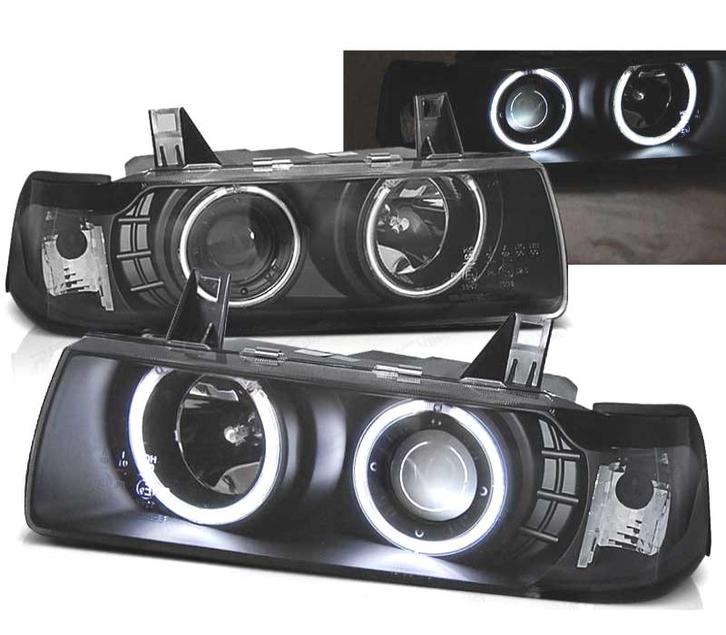 PHARES BMW E36 90-99 ANGEL EYES FOND NOIR, Auto-onderdelen, Verlichting, Verzenden