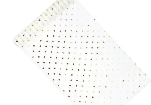 Witte Organza Stof Gouden Stippen 36cm 9m, Hobby en Vrije tijd, Feestartikelen, Nieuw, Verzenden