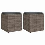 vidaXL Tuinkrukken met kussens 2 st 40x40x43 cm poly rattan, Verzenden, Nieuw