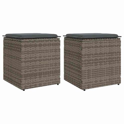 vidaXL Tuinkrukken met kussens 2 st 40x40x43 cm poly rattan, Tuin en Terras, Tuinsets en Loungesets, Nieuw, Verzenden