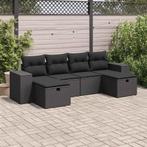 vidaXL 6-delige Loungeset met kussens poly rattan zwart, Verzenden, Loungeset