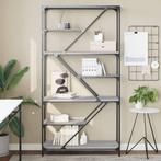 vidaXL Boekenrek 91x36x176 cm bewerkt hout en staal grijs, Huis en Inrichting, Verzenden, Nieuw