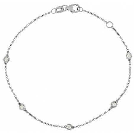14 carats Or blanc - Bracelet - 0.30 ct, Handtassen en Accessoires, Antieke sieraden