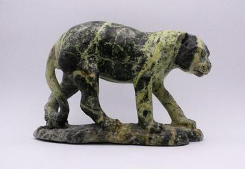 Jonah Runyanga - Beeld, Tijger op Jacht - 26 cm - Serpentijn