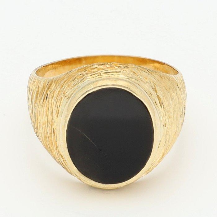 Ring - 14 karaat Geel goud Onyx - Zegelring, Handtassen en Accessoires, Ringen