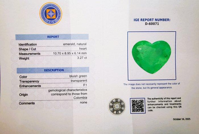 1 pcs Groen Smaragd - 3.27 ct - Instituto Gemólogico Español, Handtassen en Accessoires, Edelstenen
