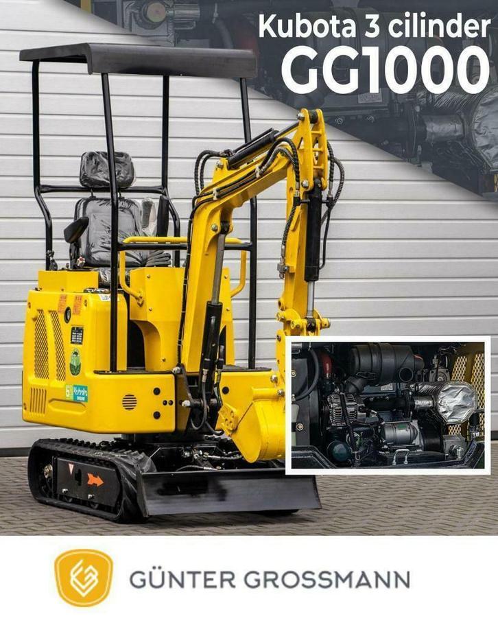 Gunter Minigraafmachine minigraver 3 cilinder kubot 1000 kg, Zakelijke goederen, Machines en Bouw | Kranen en Graafmachines, Graafmachine