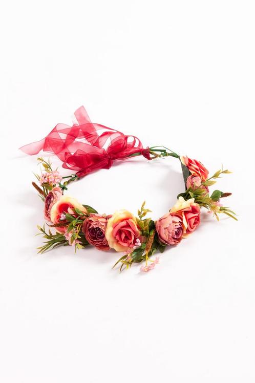 Luxe Rozenkrans Roze Bloemenkrans Rozen Bloemen Haarband Elf, Kleding | Dames, Carnavalskleding en Feestkleding, Nieuw, Ophalen of Verzenden