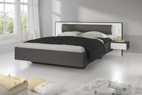 Tweepersoonsbed - Wit - Grijs - 160x200 - 2 persoons bed, Maison & Meubles, Chambre à coucher | Lits, Envoi