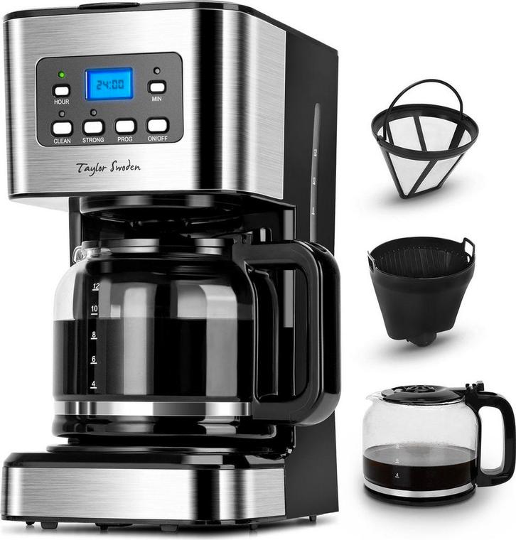 Koffiezetapparaat - filterkoffie - Glazen pot - RVS •, Elektronische apparatuur, Koffiezetapparaten, Nieuw, Verzenden