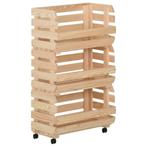 vidaXL Groentetrolley 37x30x80 cm massief grenenhout, Huis en Inrichting, Verzenden, Nieuw
