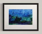 Eugene Eechaut - Magnifique aquarelle paysage dans les bleus, Antiek en Kunst
