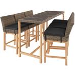 tectake Wicker bartafel Lovas met 6 stoelen Latina - natuur, Tuin en Terras, Verzenden, Nieuw