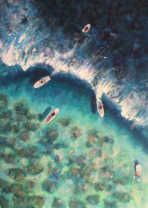 Aneta Karpezo - Surfers Beach XXL, Antiek en Kunst, Kunst | Schilderijen | Modern