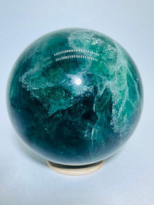 Groene Flouriet - AAA Kwaliteit - Ø 122mm- Natuurlijke steen, Verzamelen, Mineralen en Fossielen