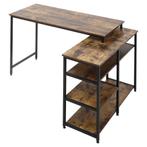 Hoekbureau - Rustiek design - Met lade en rek - Bruin, Huis en Inrichting, Ophalen of Verzenden, Nieuw