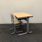 complete schoolset Galvanitas 11 stuks tafels + stoelen, Gebruikt, Grijs, Hout, Vijf, Zes of meer stoelen