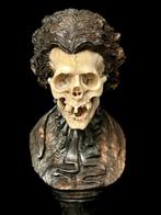 Statuette, Buste « Vanité » masculine - 16 cm - Bois, Os