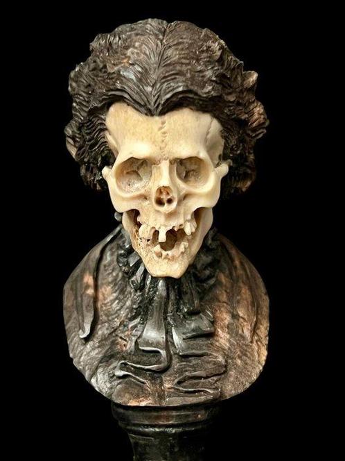 Statuette, Buste « Vanité » masculine - 16 cm - Bois, Os, Antiek en Kunst, Kunst | Niet-Westerse kunst
