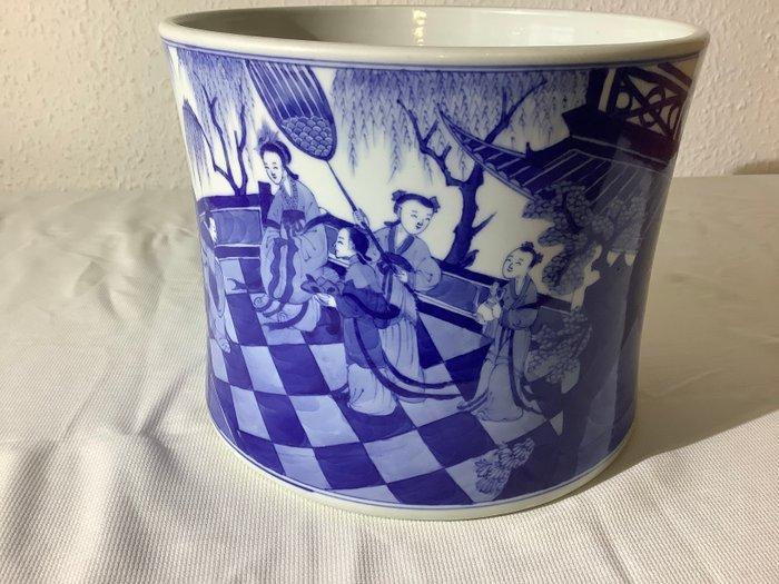 Grand pot à pinceaux en porcelaine bleue et blanche chinoise, Antiquités & Art, Antiquités | Autres Antiquités