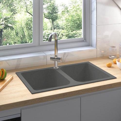 vidaXL Keuken Sink Grijs 760x480x184 mm Graniet, Huis en Inrichting, Keuken | Keukenelementen, Nieuw, Verzenden