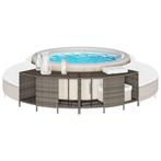 vidaXL Opbergschappen voor hottub 2 st poly rattan grijs, Tuin en Terras, Verzenden, Nieuw