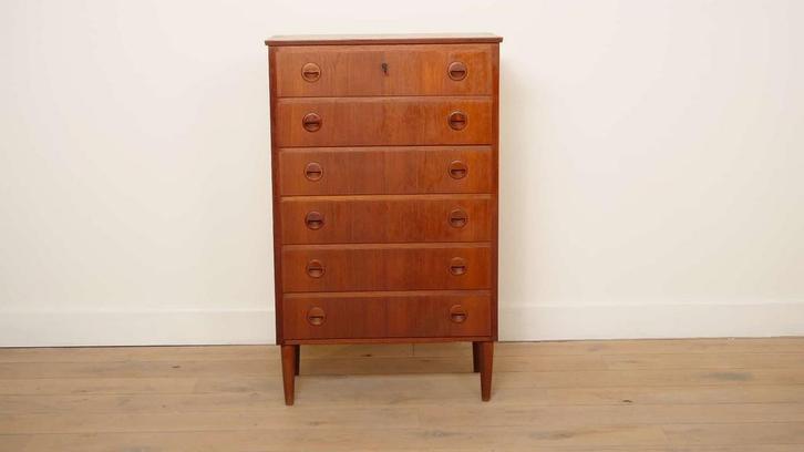 Vintage ladekast  | 6 lades | Deens design | 111 cm, Huis en Inrichting, Kasten | Ladekasten, Ophalen of Verzenden