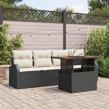 vidaXL Tuinbank Set met kussen 5 pcs Zwart en crème 100 x 55, Verzenden