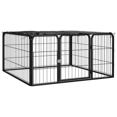 vidaXL Parc pour chien 4 panneaux Noir 100x50cm Acier, Dieren en Toebehoren, Hondenhokken, Verzenden