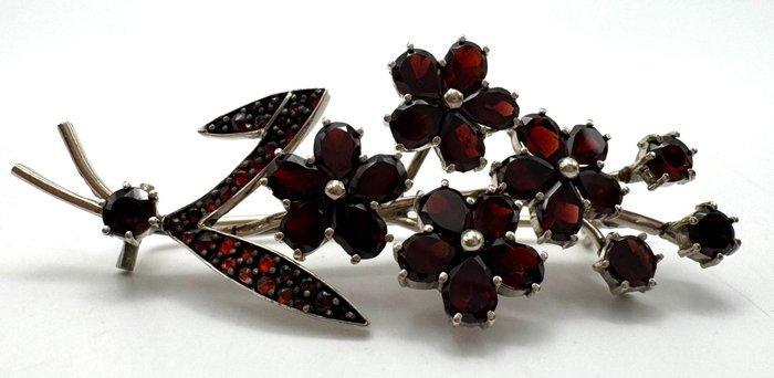 Zonder Minimumprijs - Broche Zilver, Staal Granaat -, Handtassen en Accessoires, Antieke sieraden