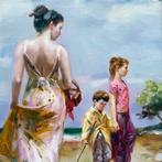 Georgio Santini (XX) - Deauville  Promenade sur la Plage, Antiek en Kunst, Kunst | Schilderijen | Klassiek